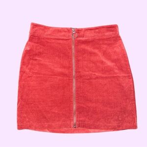 Forever 21 Rust Corduroy Zip-Front Mini Skirt